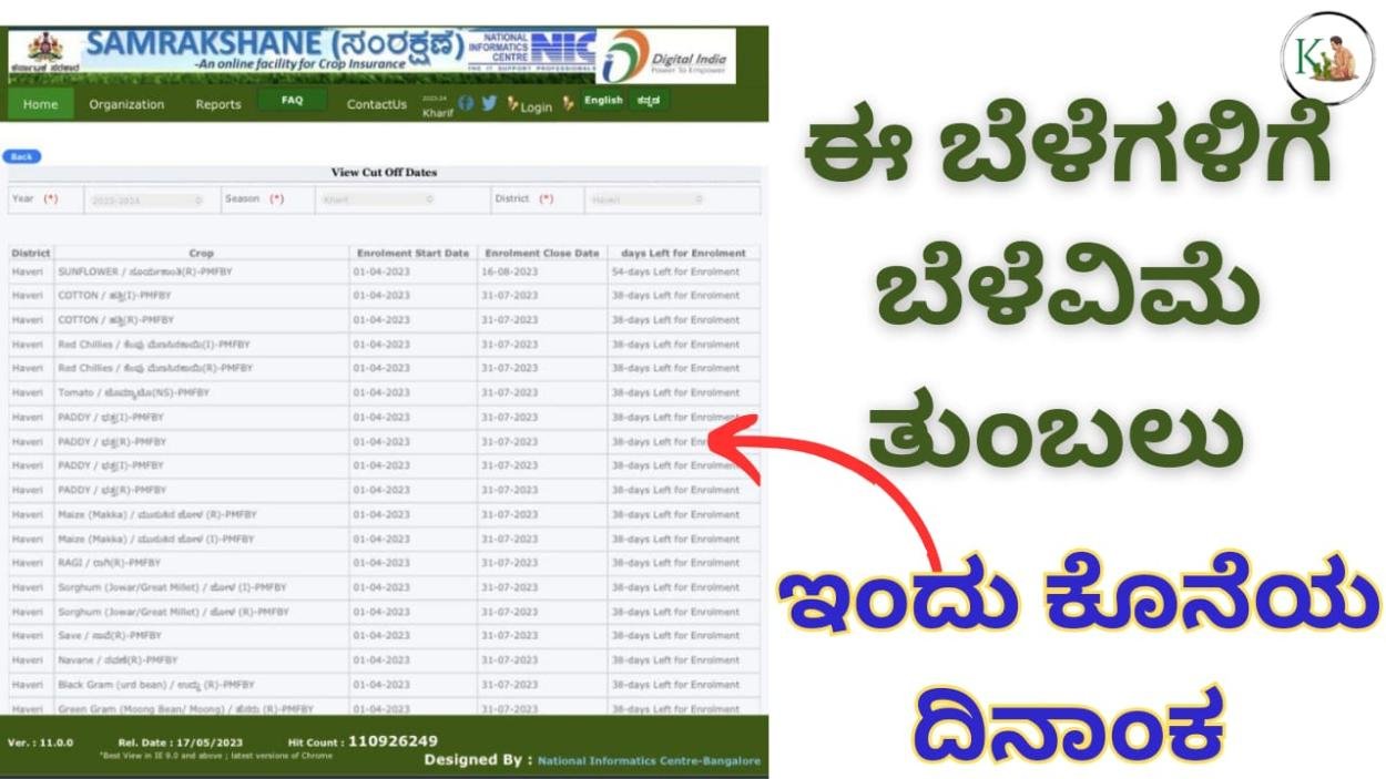 Belevime last date-ಈ ಬೆಳೆಗಳಿಗೆ ಬೆಳೆವಿಮೆ ತುಂಬಲು ಇಂದು ಕೊನೆಯ ದಿನಾಂಕ