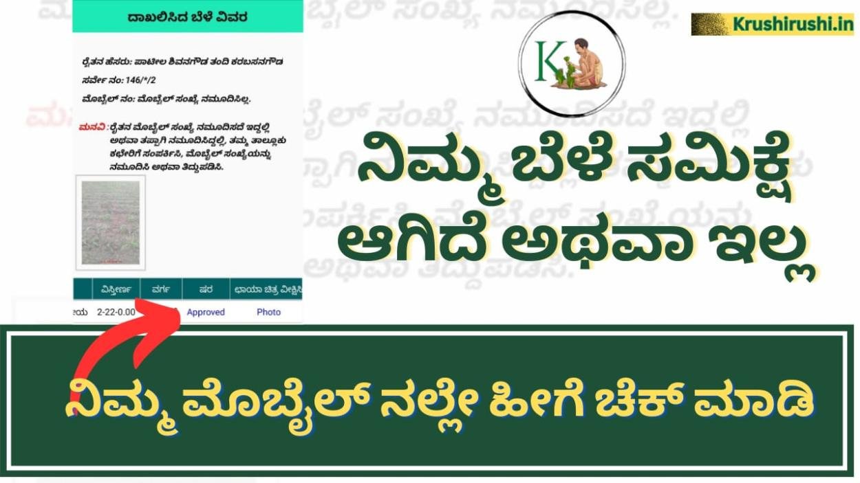 Bele samikshe-ಬೆಳೆಸಮಿಕ್ಷೆಗೆ ಇಂದು ಕೊನೆಯ ದಿನಾಂಕ,ನಿಮ್ಮ ಬೆಳೆಸವಿುಕ್ಷೆ ಸರಿಯಾಗಿ ಆಗಿರುವುದನ್ನು ಹೀಗೆ ಚೆಕ್ ಮಾಡಿ