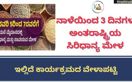 International millet fair-ಇಂದಿನಿಂದ 3 ದಿನಗಳ ಅಂತರಾಷ್ಟ್ರಿಯ ಸಿರಿಧಾನ್ಯ ಮೇಳ,ಇಲ್ಲಿದೆ ಕಾರ್ಯಕ್ರಮದ ವೇಳಾಪಟ್ಟಿ