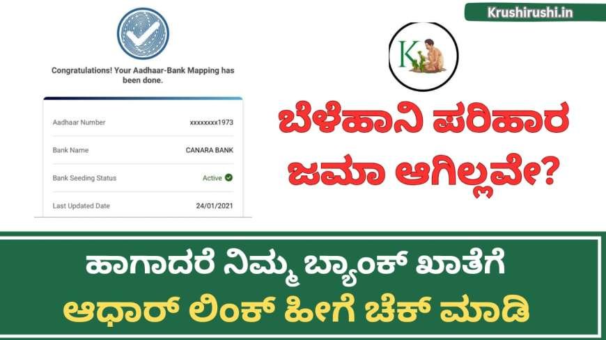 Croploss compensation to Aadhaar linked bank account-ಬೆಳೆಹಾನಿ ಪರಿಹಾರ ಜಮಾ ಆಗಿಲ್ಲವೇ? ಹಾಗಾದರೆ ನಿಮ್ಮ ಬ್ಯಾಂಕ್ ಖಾತೆಗೆ ಆಧಾರ್ ಲಿಂಕ್ ಹೀಗೆ ಚೆಕ್ ಮಾಡಿ