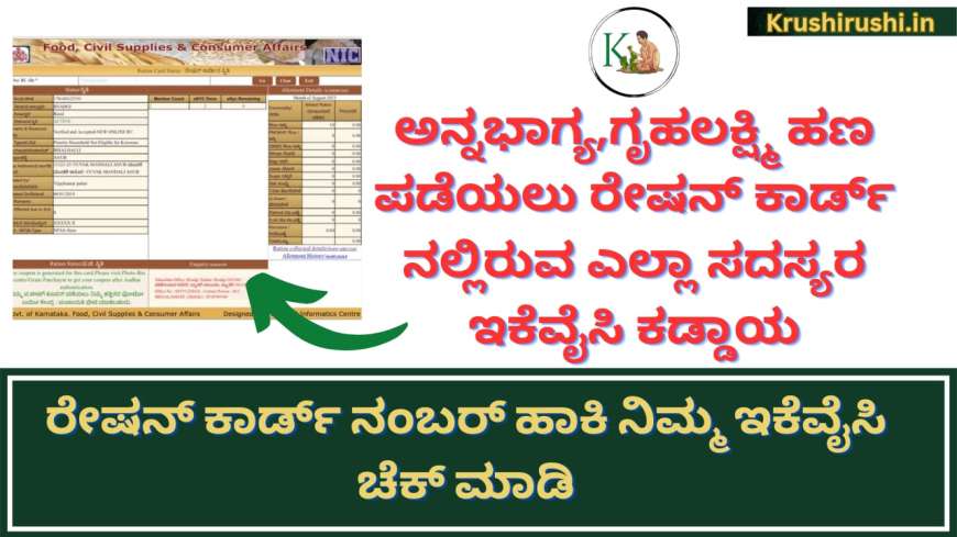 Ration card ekyc-ಅನ್ನಭಾಗ್ಯ,ಗೃಹಲಕ್ಷ್ಮಿ ಹಣ ಪಡೆಯಲು ರೇಷನ್ ಕಾರ್ಡ್ ನಲ್ಲಿರುವ ಎಲ್ಲಾ ಸದಸ್ಯರ ಇಕೆವೈಸಿ ಕಡ್ಡಾಯ, ರೇಷನ್ ಕಾರ್ಡ್ ನಂಬರ್ ಹಾಕಿ ನಿಮ್ಮ ಇಕೆವೈಸಿ ಚೆಕ್ ಮಾಡಿ