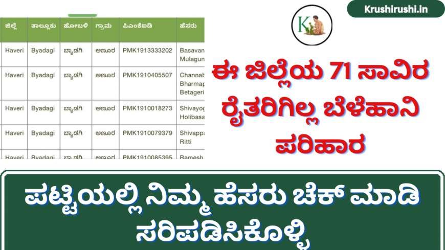 Belehani pending list-ಈ ಜಿಲ್ಲೆಯ 71 ಸಾವಿರ ರೈತರಿಗಿಲ್ಲ ಬೆಳೆಹಾನಿ ಪರಿಹಾರ,ಪಟ್ಟಿಯಲ್ಲಿ ನಿಮ್ಮ ಹೆಸರು ಚೆಕ್ ಮಾಡಿ ಸರಿಪಡಿಸಿಕೊಳ್ಳಿ