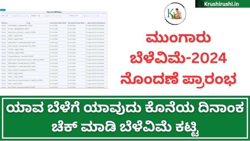 Belevime 2024-25-ಮುಂಗಾರು ಬೆಳೆವಿಮೆ ನೊಂದಣೆ ಪ್ರಾರಂಭ,ಯಾವ ಬೆಳೆಗೆ ಯಾವುದು ಕೊನೆಯ ದಿನಾಂಕ ಚೆಕ್ ಮಾಡಿ ಬೆಳೆವಿಮೆ ಕಟ್ಟಿ