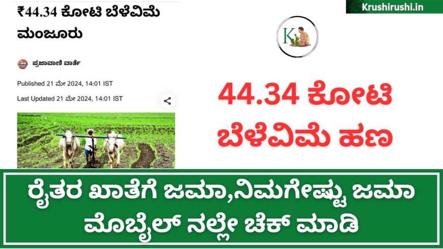 Belevime hana-44.34 ಕೋಟಿ ಬೆಳೆವಿಮೆ ಹಣ ರೈತರ ಖಾತೆಗೆ ಜಮಾ,ನಿಮಗೇಷ್ಟು ಜಮಾ ಮೊಬೈಲ್ ನಲ್ಲೇ ಚೆಕ್ ಮಾಡಿ