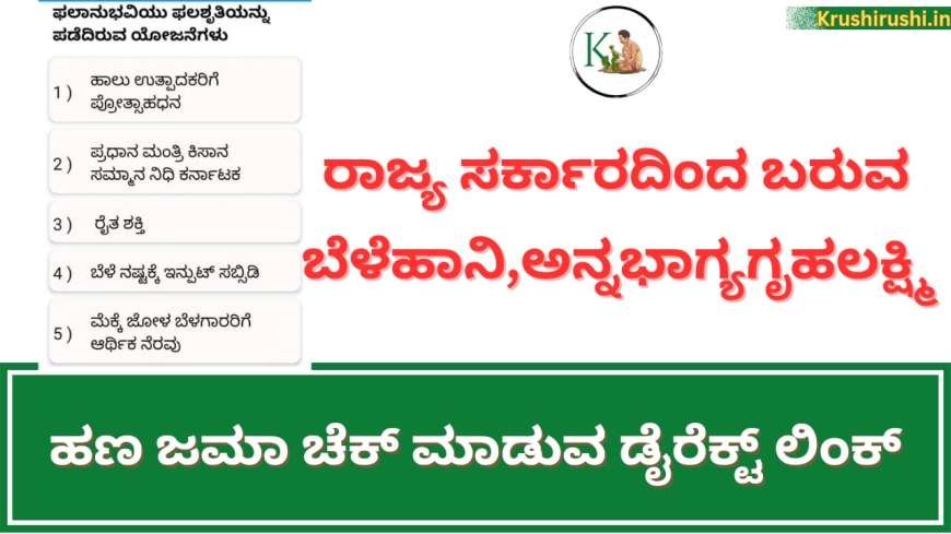 Karnataka state government schemes-ರಾಜ್ಯ ಸರ್ಕಾರದಿಂದ ಬರುವ ಬೆಳೆಹಾನಿ,ಅನ್ನಭಾಗ್ಯ,ಗೃಹಲಕ್ಷ್ಮಿ ಹಣ ಜಮಾ ಚೆಕ್ ಮಾಡುವ ಡೈರೆಕ್ಟ್ ಲಿಂಕ್