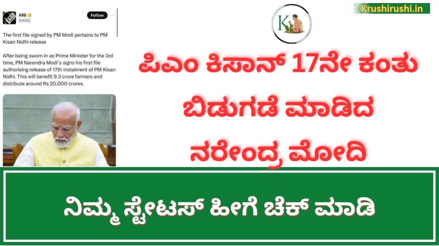 Pmkisan 17th instalment released-ಪಿಎಂ ಕಿಸಾನ್ 17ನೇ ಕಂತು ಬಿಡುಗಡೆ ಮಾಡಿದ ನರೇಂದ್ರ ಮೋದಿ, ನಿಮ್ಮ ಸ್ಟೇಟಸ್ ಹೀಗೆ ಚೆಕ್ ಮಾಡಿ