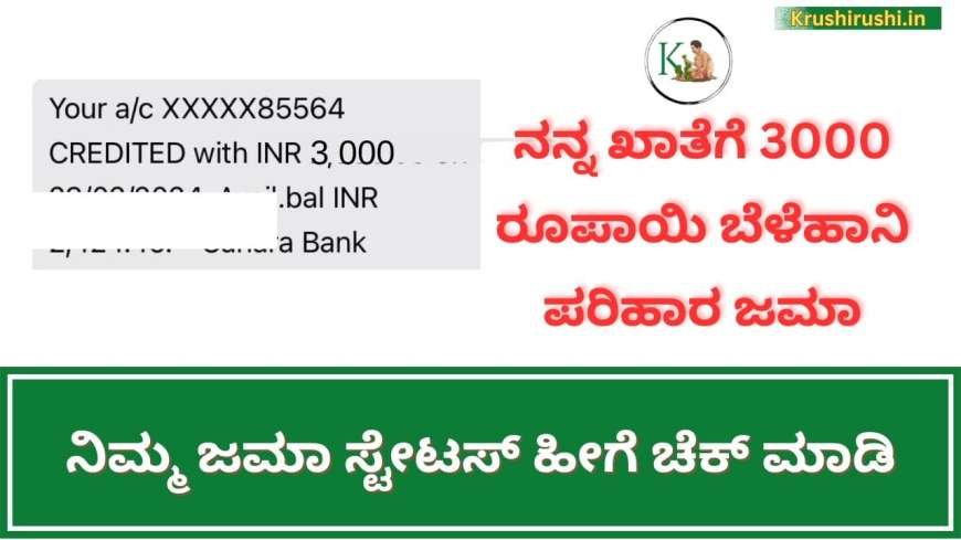 Bele parihara Jama-ನನ್ನ ಖಾತೆಗೆ ಜೀವನೋಪಾಯ ನಷ್ಟ ಪರಿಹಾರವಾಗಿ 3000 ರೂಪಾಯಿ ಜಮಾ, ನಿಮ್ಮ ಜಮಾ ಹೀಗೆ ಚೆಕ್ ಮಾಡಿ