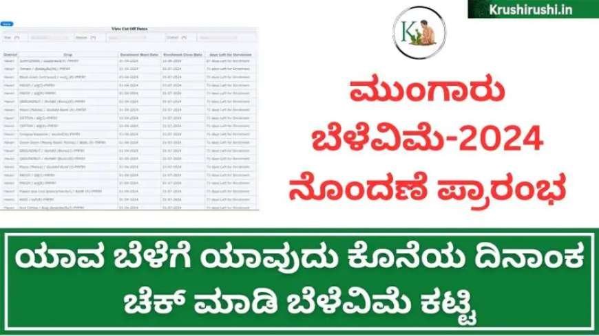 Belevime last date 2024-25-ಮುಂಗಾರು ಬೆಳೆವಿಮೆ ನೊಂದಣೆ ಪ್ರಾರಂಭ,ಯಾವ ಬೆಳೆಗೆ ಯಾವುದು ಕೊನೆಯ ದಿನಾಂಕ ಚೆಕ್ ಮಾಡಿ ಬೆಳೆವಿಮೆ ಕಟ್ಟಿ