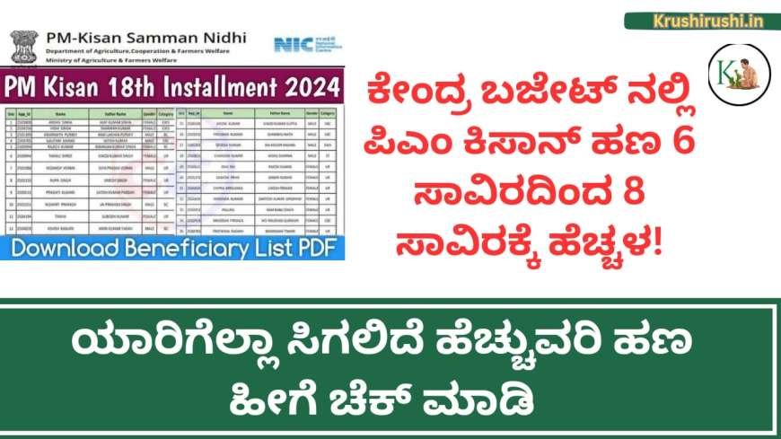 ಕೇಂದ್ರ ಬಜೇಟ್ ನಲ್ಲಿ ಪಿಎಂ ಕಿಸಾನ್ ಹಣ 6 ಸಾವಿರದಿಂದ 8 ಸಾವಿರಕ್ಕೆ ಹೆಚ್ಚಳ, ಯಾರಿಗೆಲ್ಲಾ ಸಿಗಲಿದೆ ಹೆಚ್ಚುವರಿ ಹಣ ಹೀಗೆ ಚೆಕ್ ಮಾಡಿ-pmkisan amount increased