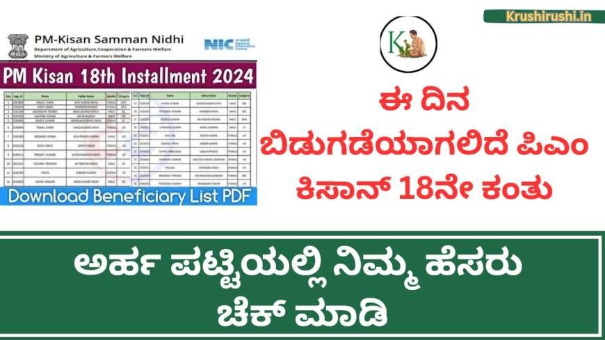 ಈ ದಿನ ಬಿಡುಗಡೆಯಾಗಲಿದೆ ಪಿಎಂ ಕಿಸಾನ್ 18ನೇ ಕಂತು, ಅರ್ಹ ಪಟ್ಟಿಯಲ್ಲಿ ನಿಮ್ಮ ಹೆಸರು ಚೆಕ್ ಮಾಡಿ-Pmkisan 18th instalment beneficiary list