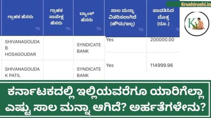 2018 ರಿಂದ ಇಲ್ಲಿಯವರೆಗೂ ಕರ್ನಾಟಕದಲ್ಲಿ ಯಾರಿಗೆಲ್ಲಾ ಎಷ್ಟು ಸಾಲ ಮನ್ನಾ ಆಗಿದೆ? ಅರ್ಹತೆಗಳೇನು? ಚೆಕ್ ಮಾಡಿ-Bele sala manna status