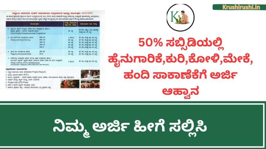 50% ಸಬ್ಸಿಡಿಯಲ್ಲಿ ಹೈನುಗಾರಿಕೆ,ಕುರಿ,ಕೋಳಿ,ಮೇಕೆ,ಹಂದಿ ಸಾಕಾಣೆಕೆಗೆ ಅರ್ಜಿ ಆಹ್ವಾನ-Sheep goat dairy poultry farming subsidy scheme