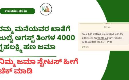 ನಮ್ಮ ಮನೆಯವರ ಖಾತೆಗೆ ಜುಲೈ ಅಗಸ್ಟ್ ತಿಂಗಳ 4000 ಗೃಹಲಕ್ಷ್ಮಿ ಹಣ ಜಮಾ,ನಿಮ್ಮ ಜಮಾ ಸ್ಟೇಟಸ್ ಹೀಗೆ ಚೆಕ್ ಮಾಡಿ-Gruhalakshmi status