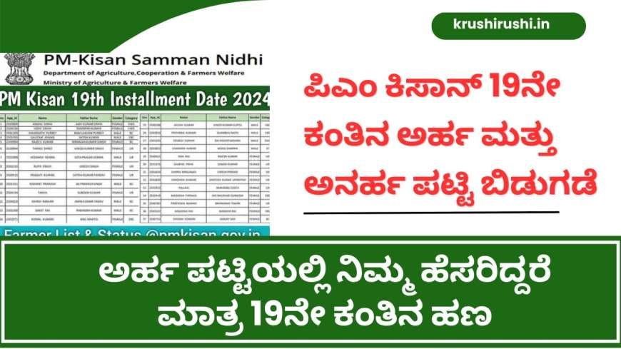 ಪಿಎಂ ಕಿಸಾನ್ 19ನೇ ಕಂತಿನ ಅರ್ಹ ಮತ್ತು ಅನರ್ಹ ಪಟ್ಟಿ ಬಿಡುಗಡೆ, ಅರ್ಹ ಪಟ್ಟಿಯಲ್ಲಿ ನಿಮ್ಮ ಹೆಸರಿದ್ದರೆ ಮಾತ್ರ 19ನೇ ಕಂತಿನ ಹಣ-Pmkisan 19th instalment eligible and ineligible list 2024