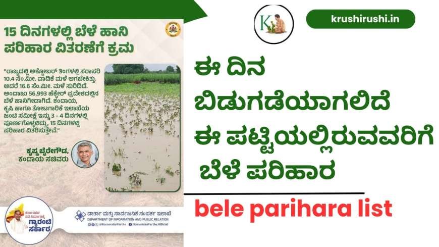 Bele parihar list-2024:ಈ ದಿನ ಬಿಡುಗಡೆಯಾಗಲಿದೆ ಈ ಪಟ್ಟಿಯಲ್ಲಿರುವವರಿಗೆ ಬೆಳೆ ಪರಿಹಾರ