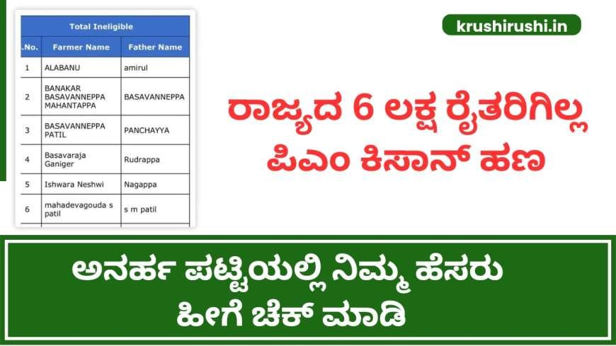 ರಾಜ್ಯದ 6 ಲಕ್ಷ ರೈತರಿಗಿಲ್ಲ ಪಿಎಂ ಕಿಸಾನ್ ಹಣ,ಅನರ್ಹ ಪಟ್ಟಿಯಲ್ಲಿ ನಿಮ್ಮ ಹೆಸರು ಹೀಗೆ ಚೆಕ್ ಮಾಡಿ-pmkisan 19th instalment ineligible list