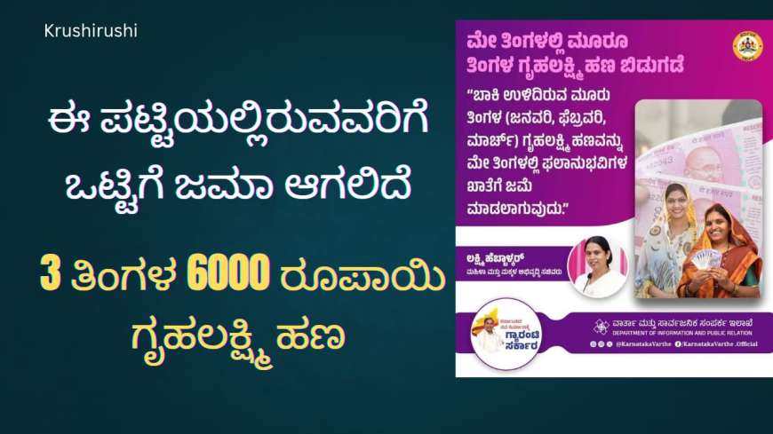 ಈ ಪಟ್ಟಿಯಲ್ಲಿರುವವರಿಗೆ ಒಟ್ಟಿಗೆ ಜಮಾ ಆಗಲಿದೆ 3 ತಿಂಗಳ 6000 ರೂಪಾಯಿ ಗೃಹಲಕ್ಷ್ಮಿ ಹಣ-Gruhalakshmi list