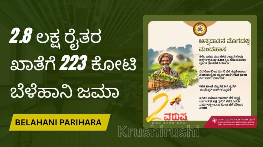 Bele parihara-2.8 ಲಕ್ಷ ರೈತರ ಖಾತೆಗೆ 223 ಕೋಟಿ ಬೆಳೆಹಾನಿ ಪರಿಹಾರ ಜಮಾ,ನಿಮ್ಮ ಜಮಾ ಸ್ಟೇಟಸ್ ಹೀಗೆ ಚೆಕ್ ಮಾಡಿ