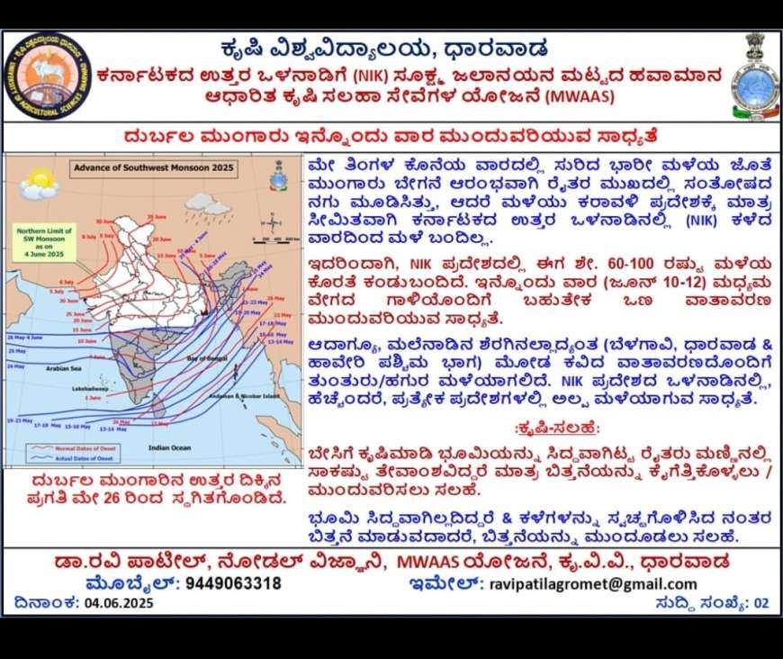 Monsoon-ರಾಜ್ಯದಲ್ಲಿ ಸದ್ಯಕ್ಕೆ ಮುಂಗಾರು ದುರ್ಬಲ,ಇನ್ನೆಷ್ಟು ದಿನ ಮಳೆ ಇಲ್ಲ?