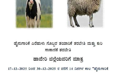 ಕುರಿ ಸಾಕಾಣಿಕೆ ಮತ್ತು ಹೈನುಗಾರಿಕೆ ತರಬೇತಿ